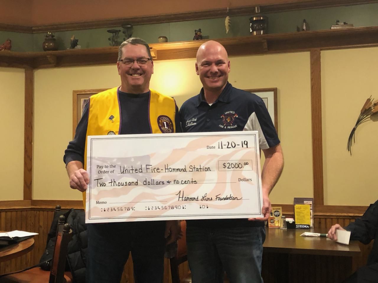 Fire Department donation
